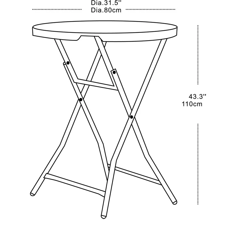 Skladací bistro stôl 80 cm s potlačou